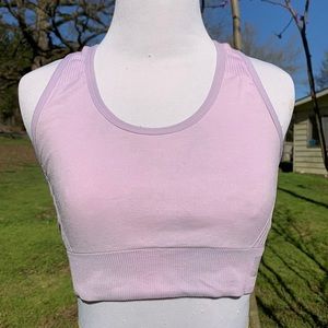 New Balance Pastel Lilac Lavender Peekaboo Cutout Back Sports Bra Size Large